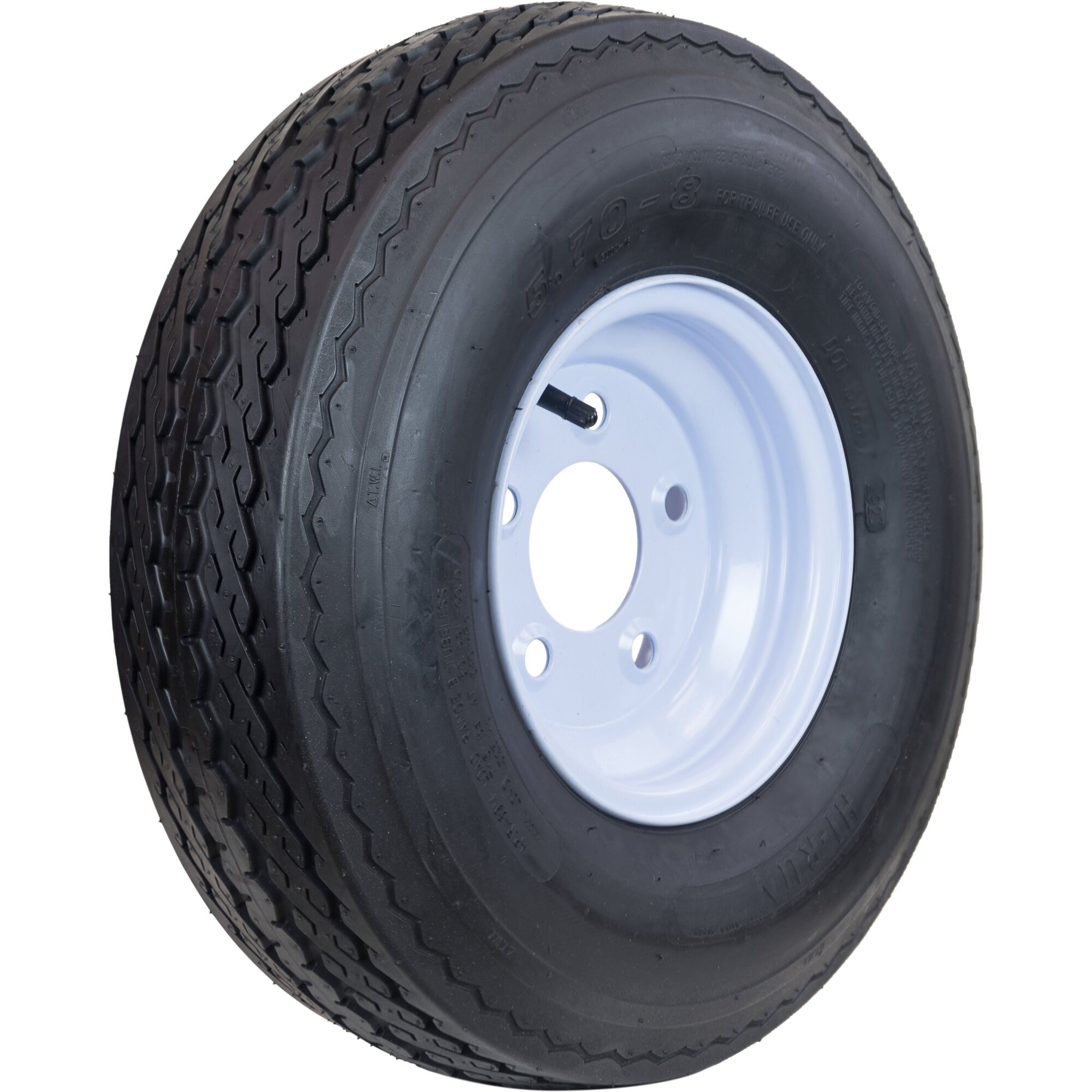 HI-RUN, Highway Trailer Tire Assembly, Bias-Ply, Tire Diameter 18.1 in, Load Range Rating B, Bolt Pattern 5 Model# ASB1043